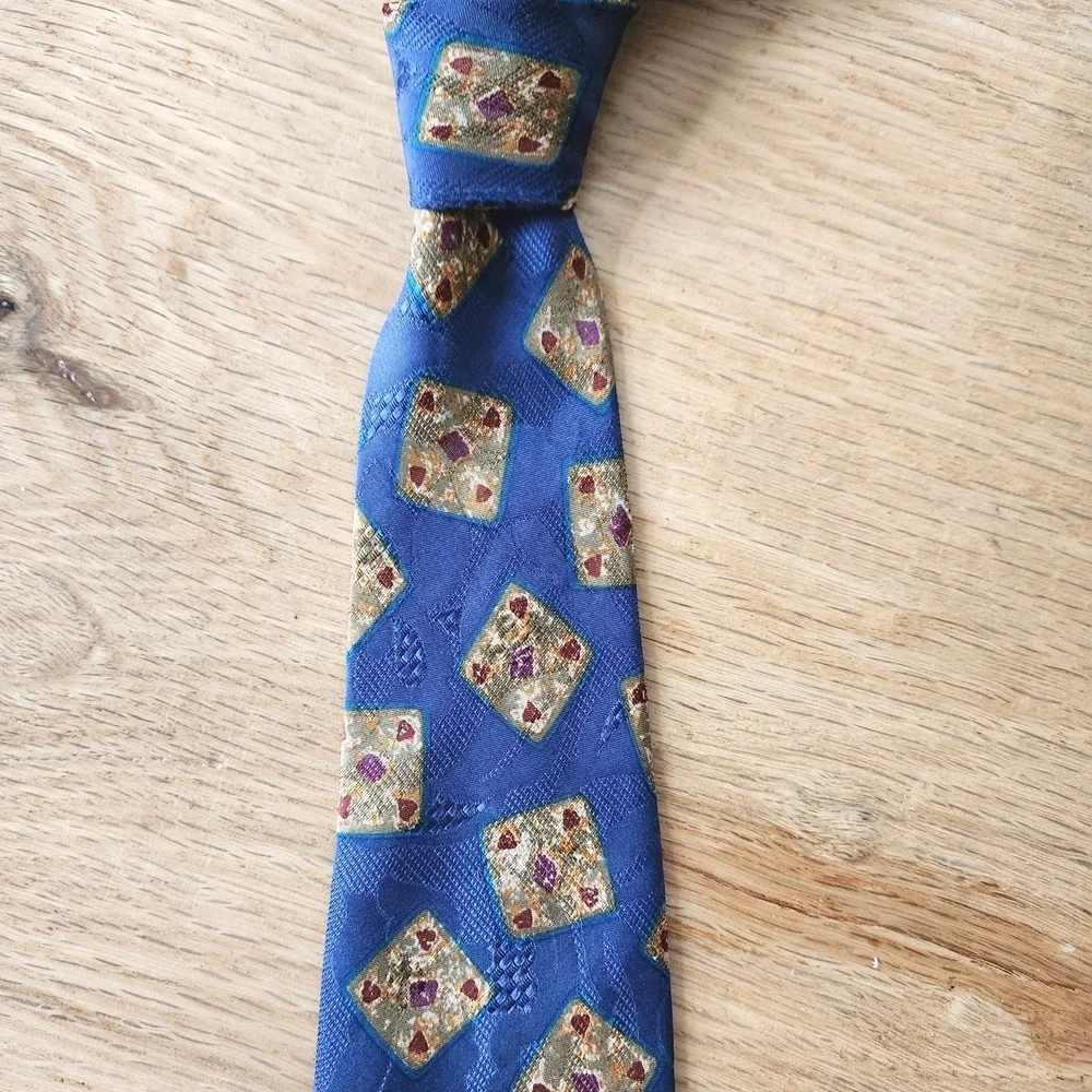 Vintage Ralph Lauren Chaps Mens Fashion Necktie Tie Silk Blue Red Yellow‎ 58